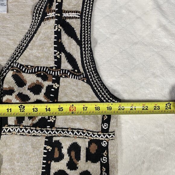Vtg Koret Sweater Vest Button Up Patchwork Animal Print Leopard Cheetah Zebra - Picture 5 of 7